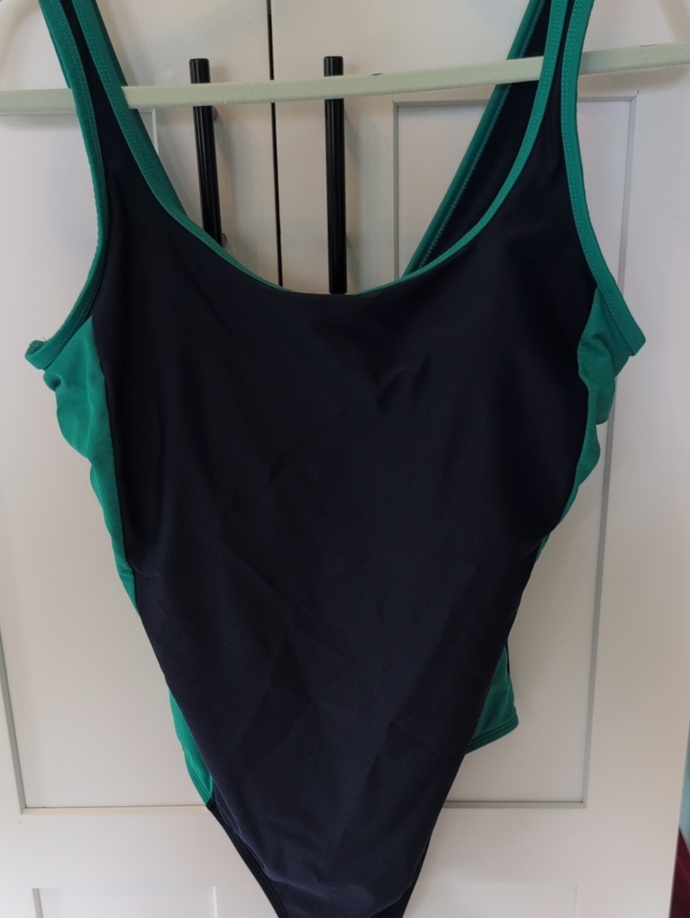 Lands End Teal & Navy One-Piece Swimsuit Sz L